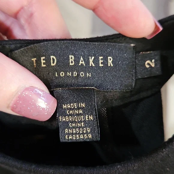 Ted Baker London Black Mesh Bodycon Dress Size 2